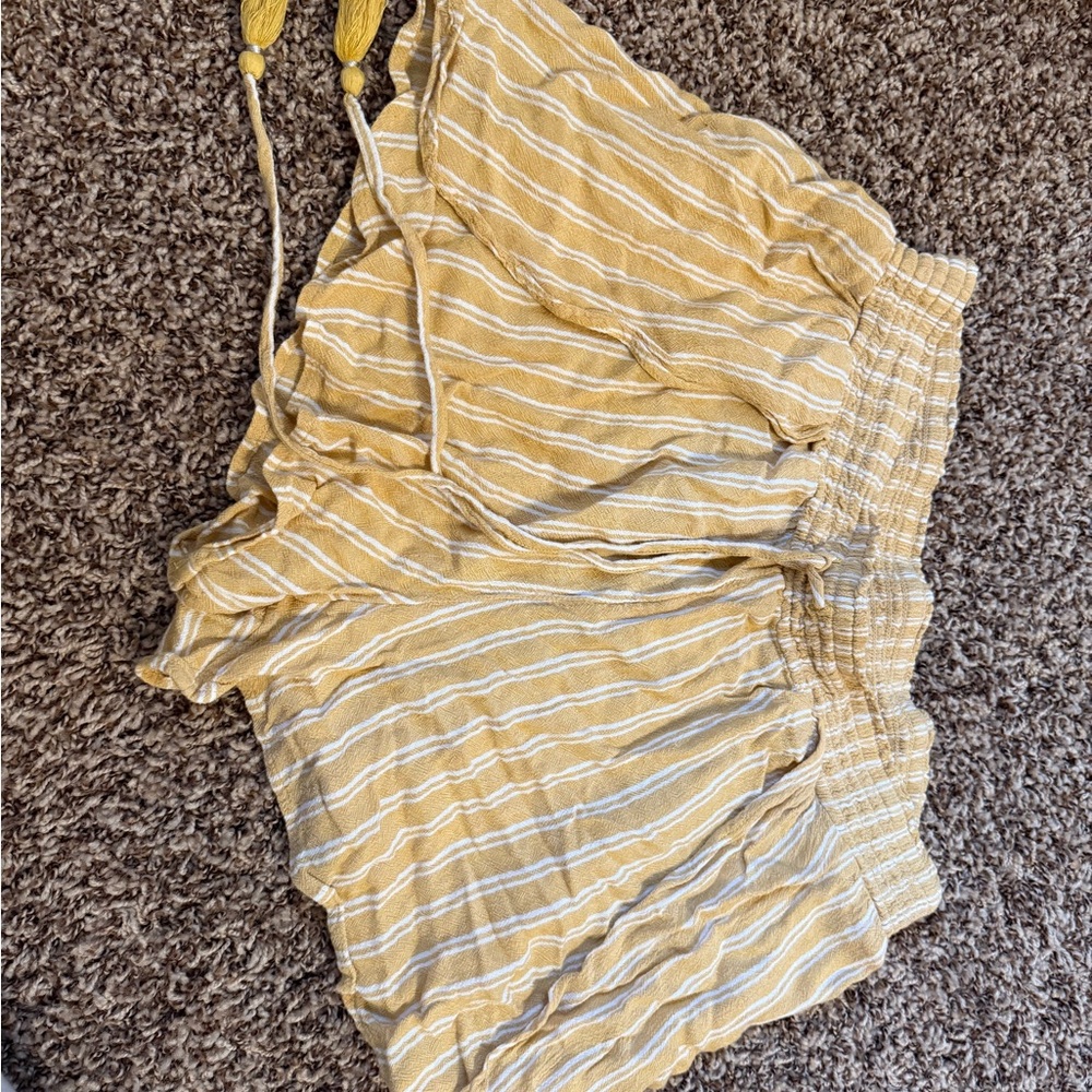 American Eagle Outfitters Yellow and White Striped Shorts